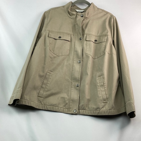 CJ Banks tan khaki zipper and button jacket 2X - Picture 1 of 7